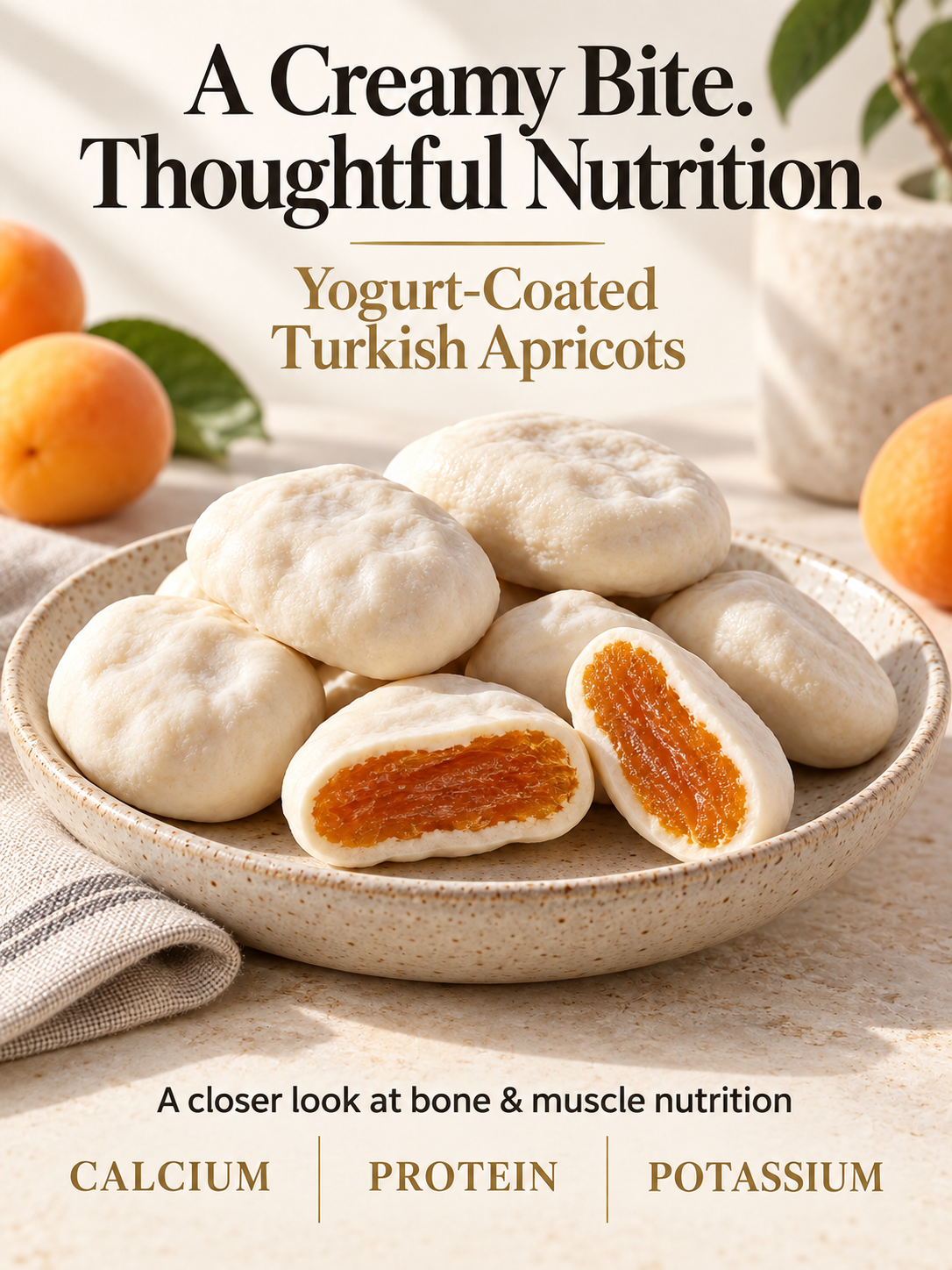 🍑  Creamy Yogurt-Coated Turkish Apricots🤍