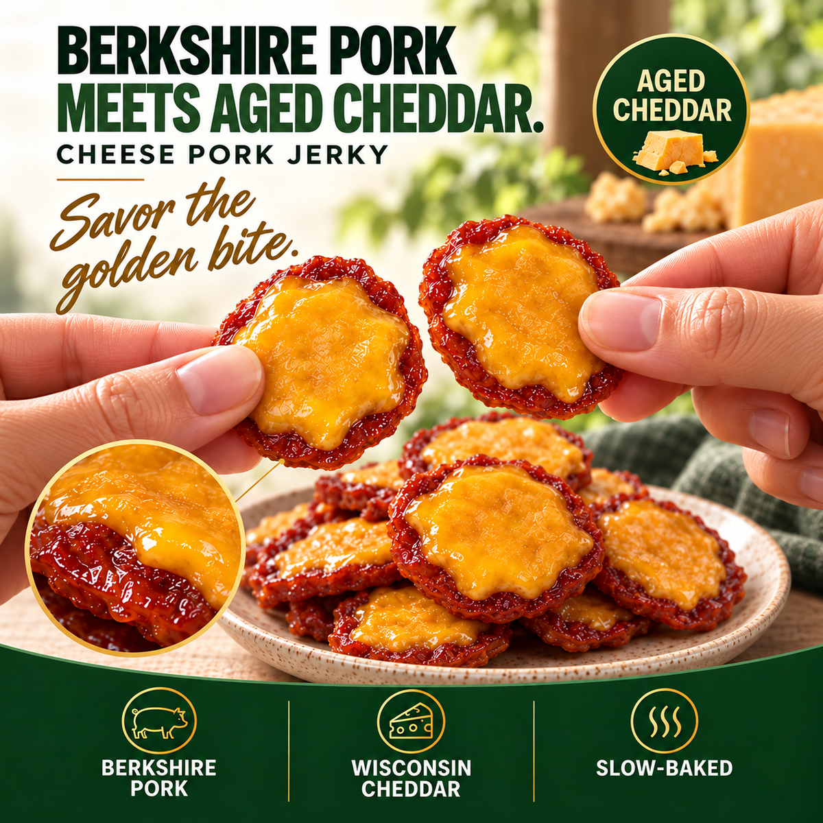 Berkshire Pork & Wisconsin Cheddar Bites for Joint Support - Back & Knee Relief